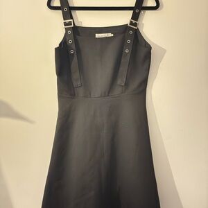 Black Sleeveless Plunge Neck Mini Sheath Dress for Night Out